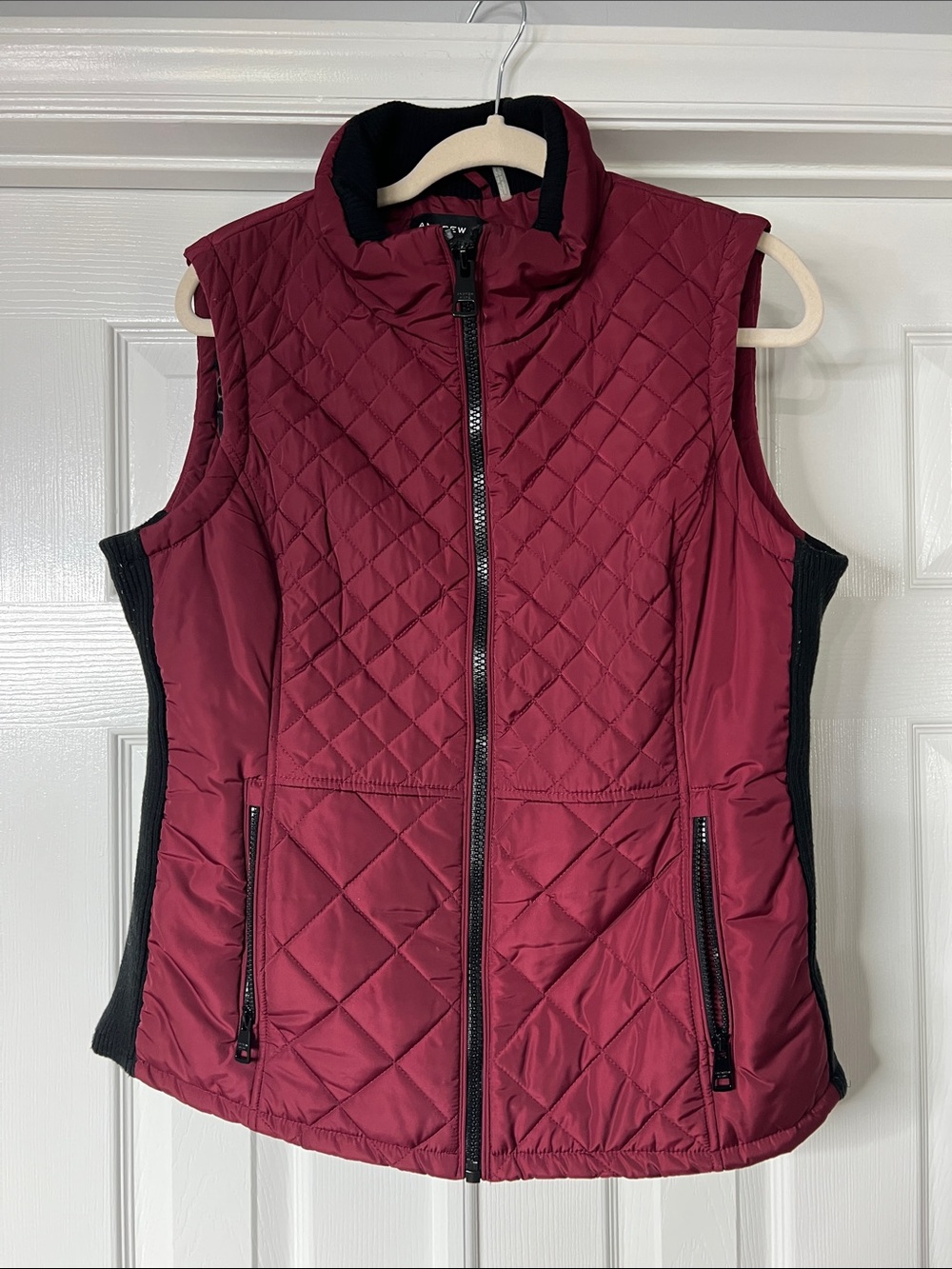 Andrew Marc Quilted Burgundy Women's Zip Front Vest